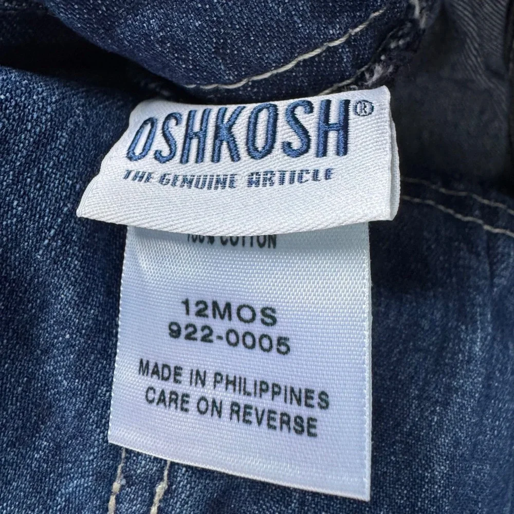 Vintage OshKosh B'gosh Denim Jumper Dress 12M Blue Overall Skirt 90s